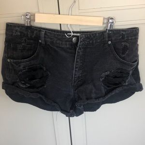 Cotton On High waisted black denim shorts
